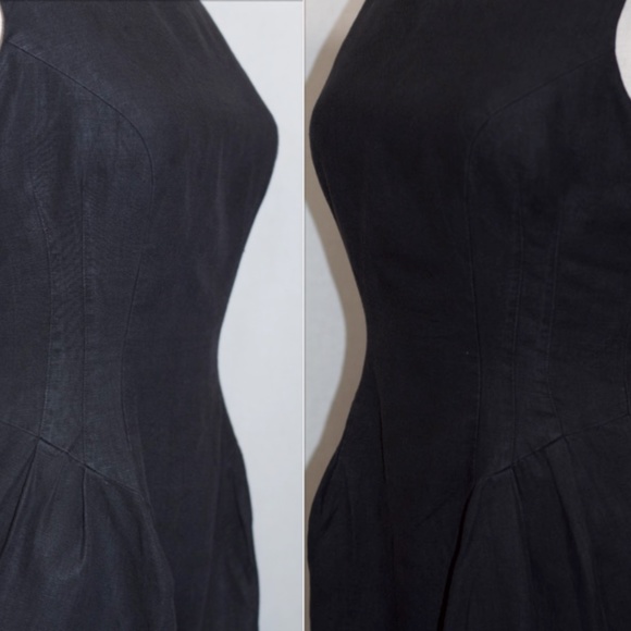 Carmen Marc Valvo Linen Black Dress - Picture 12 of 13